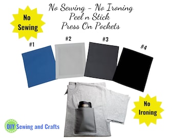 No Sew T-Shirt Pockets, Press On Peel N Stick, No Iron Needed, Permanent Add On Pockets, DIY Mens Pocket T-Shirts, Dress Shirts