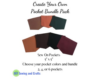 Sew On Patch Pockets Bundle Packs: Earth Tone Cotton Fabric - DIY Sewing Craft
