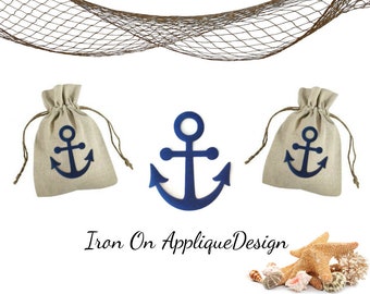 DIY Craft Kit, Iron On Nautical Anchor, Applique Design for Wedding Decor and Party Favors