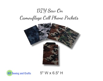 Camo Cell Phone Patch Pocket: DIY Sew-On Cotton Pocket (5x6.5")