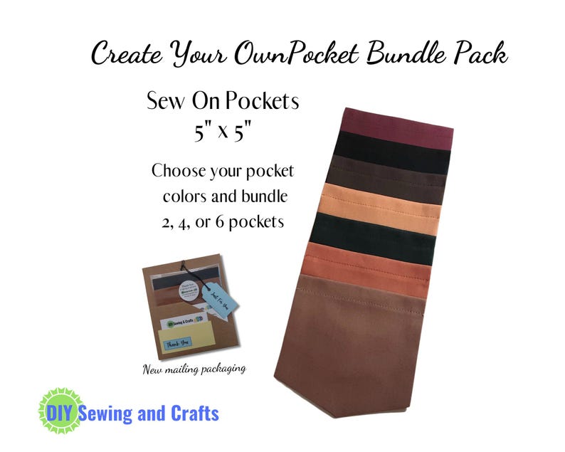 Sew on Patch Pockets Bundle Packs: Earth Tone Cotton Fabric - DIY ...