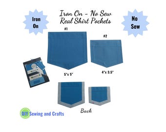 Iron-On Providence Blue Pocket: No-Sew DIY Add-On - 100% Cotton