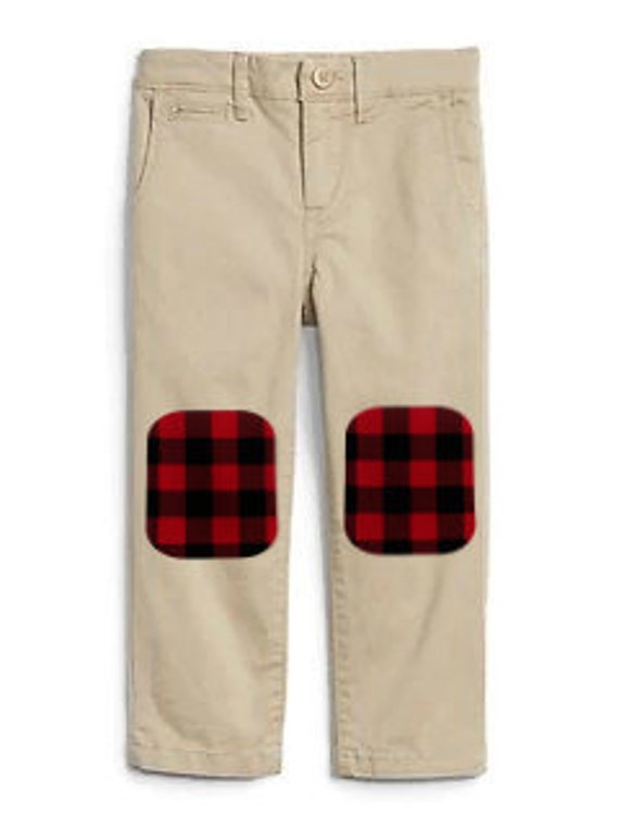Iron on Patch Set, Knee & Elbow Patches for Kids Pants and Shirts, Red and  Black Buffalo Plaid Fabric, DIY Craft Kit 