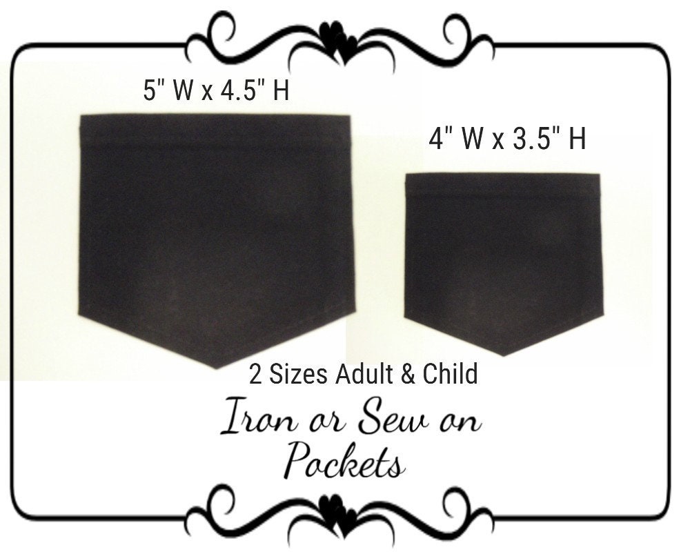 Black Cotton Patch Pocket: Iron-On or Sew-On - DIY Craft Kit