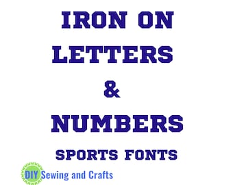Sports Font, Iron On Patch, Individual Fabric Letters & Numbers, DIY Craft Kit Tee Shirts, Custom Monogram Applique Names, Words, Numbers