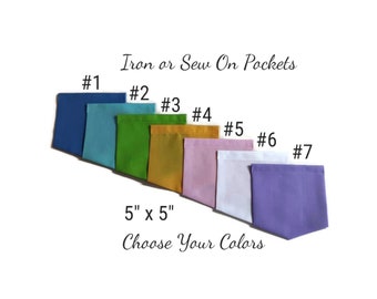 Patch Pockets, Sew or Iron On Pastel Comfort Colors for T Shirts or Blouses, DIY Sewing and Crafts Kit For Adults and Kids