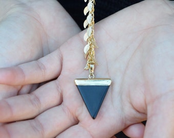 long boho necklace,black stone necklace,black crystal necklace,black necklace for wife,onyx necklace,onyx stone necklace,black boho necklace