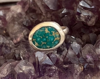 Anello turchese sudoccidentale anello impilabile in argento anello turchese autentico anello boho anello turchese gioielli blu anello turchese