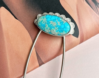 Turquoise hair fork blue turquoise hair pin southwestern hair stick sterling silver French hair pin western gemstone hair pin