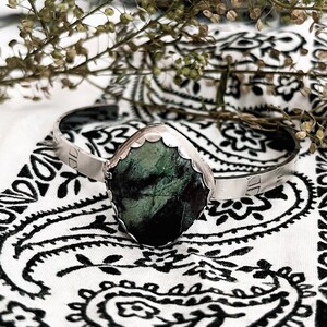Chrysocolla cuff bracelet sterling silver hand stamped bracelet stamped cuff bangle turquoise gift bracelet