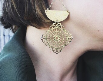 Pendientes de filigrana, pendientes de latón, pendientes ligeros de latón, pendientes de latón dorado, pendientes de filigrana de latón, pendientes ligeros, joyas de latón