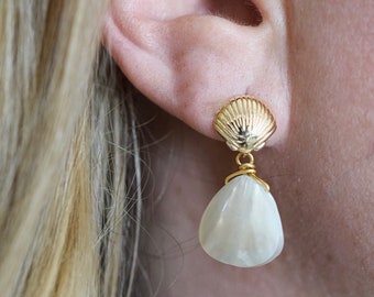 Shell earrings gold