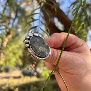 Size 8 Moss Agate Gemstone Ring, Inspired by Nature, Handmade sterling silver ring, unique gift for her, one of a king ring, boho chic ring image 5