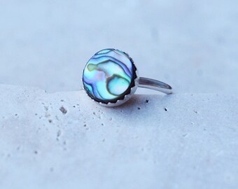 Abalone ring, abalone jewelry, paua shell ring, sea opal ring, sea opal jewelry, paua shell jewelry