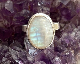 Size 8 moonstone ring moonstone jewelry star moonstone ring moonstone sterling silver ring