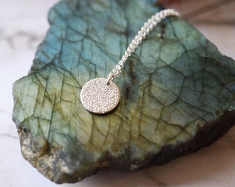 Silver coin necklace silver sparkle necklace silver pendant necklace