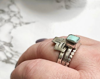 Size 10.5 Cathedral turquoise stacking rings