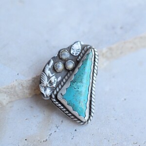 Size 7.5 Turquoise statement ring / large turquoise ring / southwestern turquoise ring / southwestern turquoise jewelry / kingman