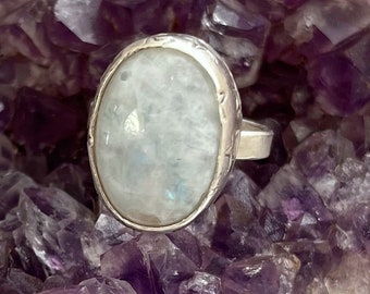 Size 8.5 moonstone ring moonstone jewelry star moonstone ring moonstone sterling silver ring