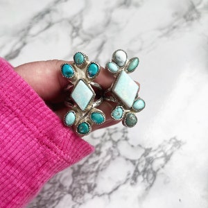 Opal and turquoise statement ring, large Opal gemstone ring, sterling silver turquoise and Opal ring image 8