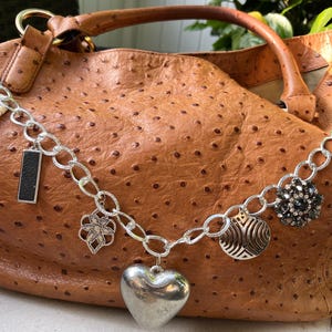 Silver chain bag charm