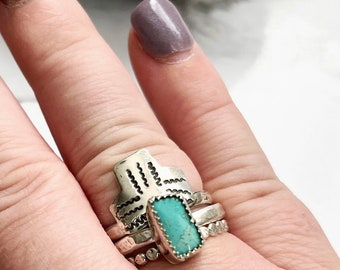 Size 8.5 Cathedral turquoise stacking rings