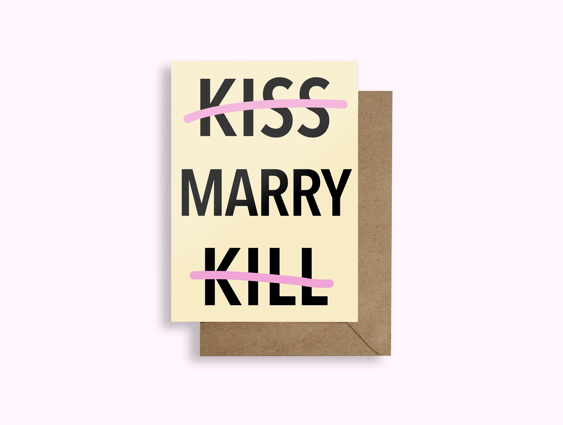 Kiss Marry Kill, Wedding Card, Card, Greeting Card, Generic Card - Etsy