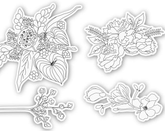 Single Line Drawn Florals - SVG - Digital Download