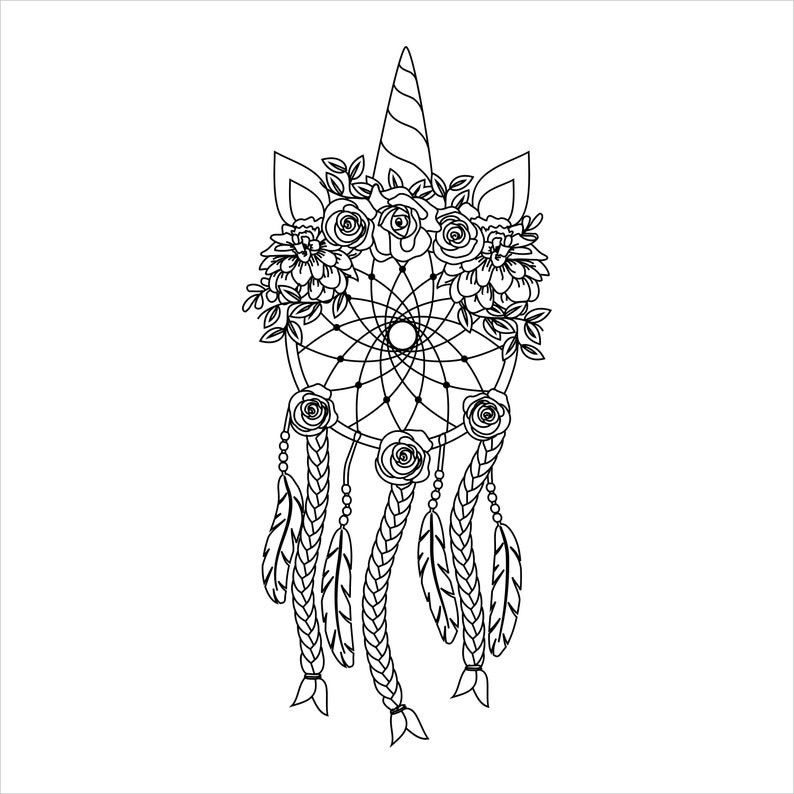 Download Single Line Unicorn Dream Catcher SVG Digital Download | Etsy