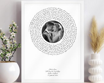 Record Song Lyrics with Photo, Engagement Gift for Couple, Bridal Shower Gift, Personalized Wedding Gift for Men, Christmas Gift for Husband