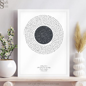 Regalo de canción de boda para mapa de estrellas de pareja, impresión de arte lírico de canción personalizada, regalo del día de la boda para la novia y el novio, regalo de boda de primer baile