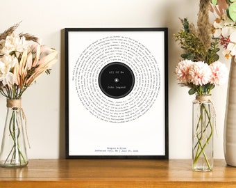 Newly Engaged Gift, Vinyl Record Song Lyrics, Gift for Fiance on Wedding Day, New Engagement Gift for Fiance, Wedding Gift for Fiance