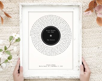 Bride To Be Gift from Bridesmaid, Bride Gift from Maid of Honor on Wedding Day, Vinyl Record Song Lyrics, First Dance Song Lyric Keepsake