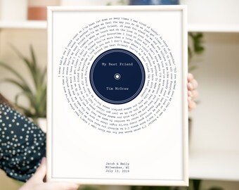 Custom Couple Gift for Him, Unique Couple Gift for Her, Couple Gifts Personalized, Vinyl Record Song Lyrics, Couple Gift Ideas