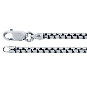 30 inch 1.8 mm sterling silver oxidized rounded box chain