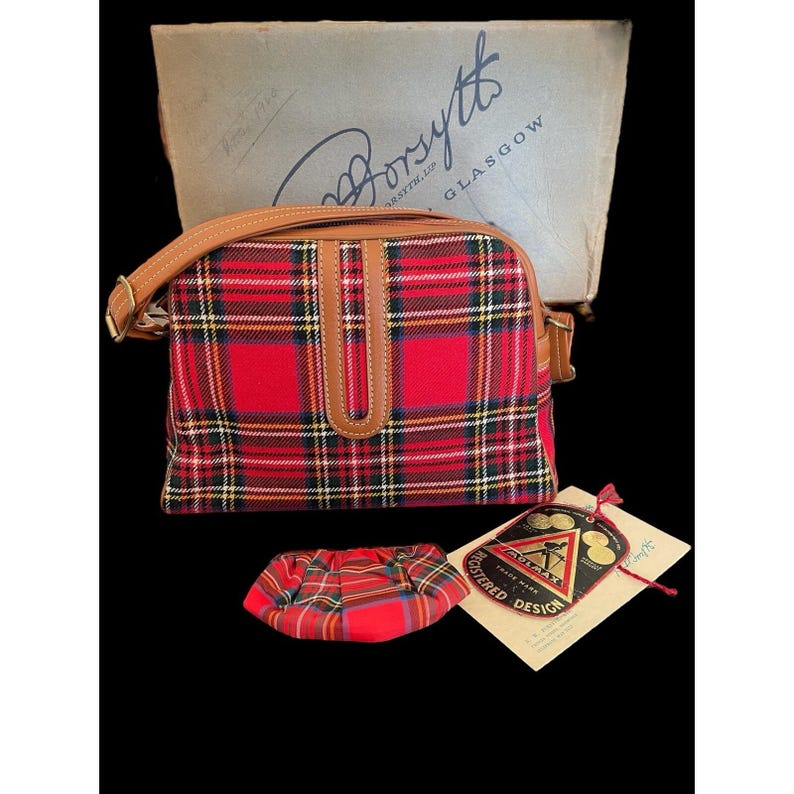R.W. Forsyth Dinburgh Glasgow Molmax Scottish Red Plaid Shoulder Bag Coin Pouch image 1
