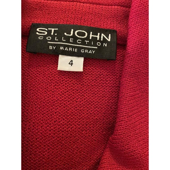 ST JOHNコレクション レッドサンタナニット ゴールドチェーン ジップ 