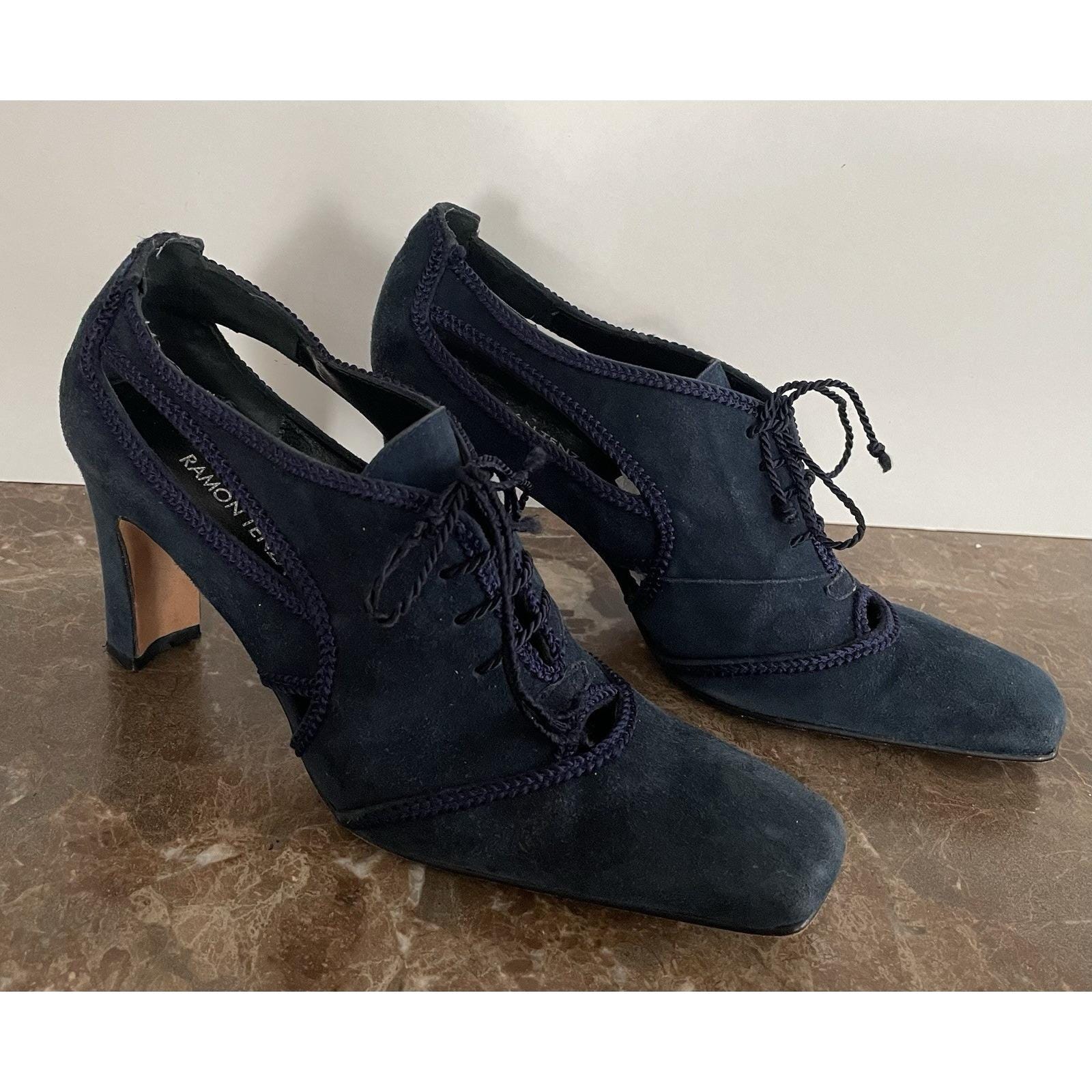 Escarpins RAMON TENZA Rouge Fraise - Taille 41, Talon Kitten Heel, Cuir, Quasi Neufs