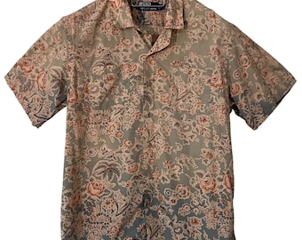 Vtg Polo Ralph Lauren Mens Floral Paisley Ombre Camp Shirt Short Sleeve Aloha XL