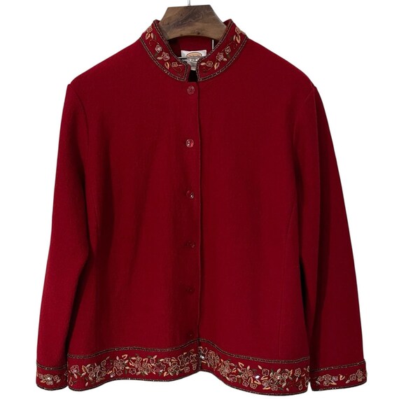 Talbots Red Boiled Wool Button up Jacket Blazer B… - image 1
