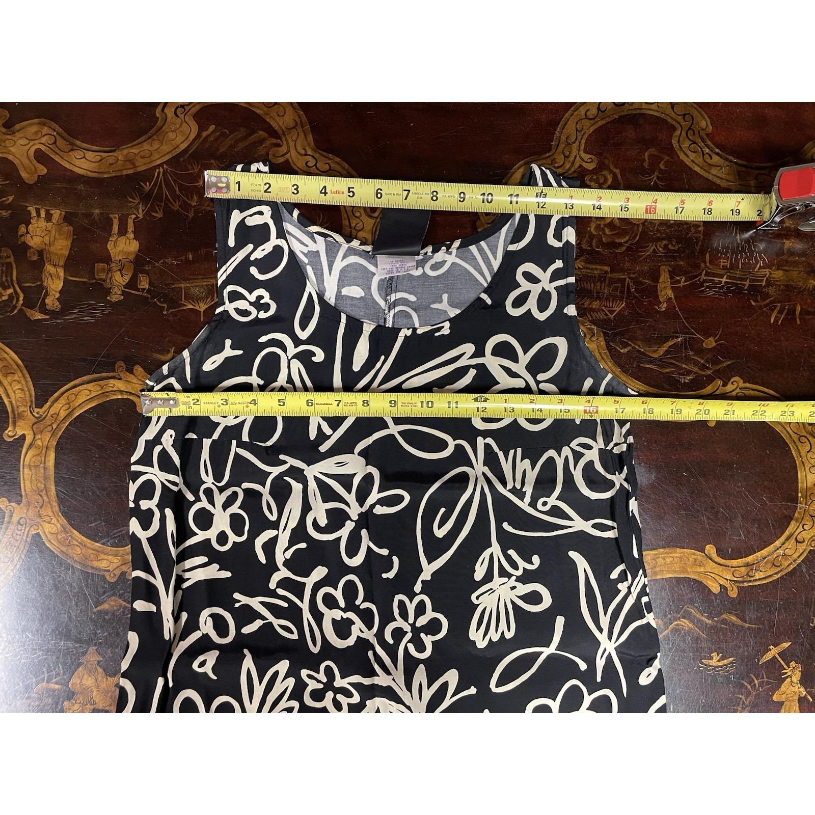 Vtg Big Hed Designs Black Beige Floral Graffiti Maxi Dress Boho Cover up S USA