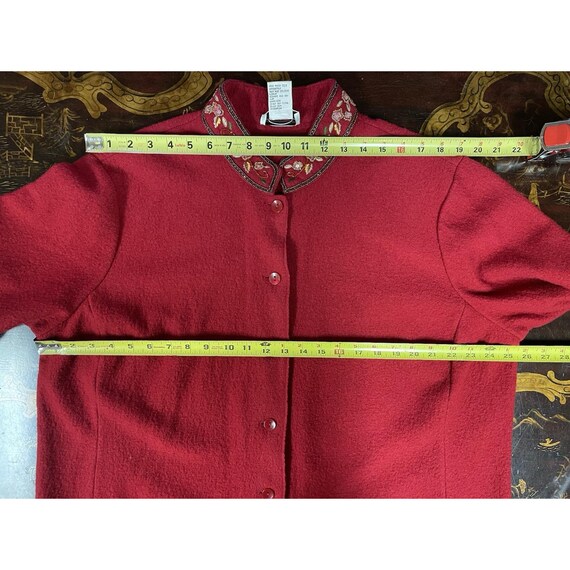 Talbots Red Boiled Wool Button up Jacket Blazer B… - image 5