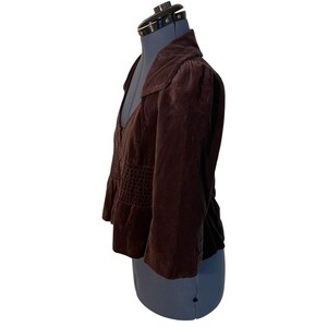 Anthropologie Elevenses Brown Velvet Victorian Peplum Crop Jacket Boho Chic 4 image 3