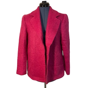 Vtg George David Fashions Hot Pink Mohair Jacket Barbiecore Glam Retro Mod 60s 8