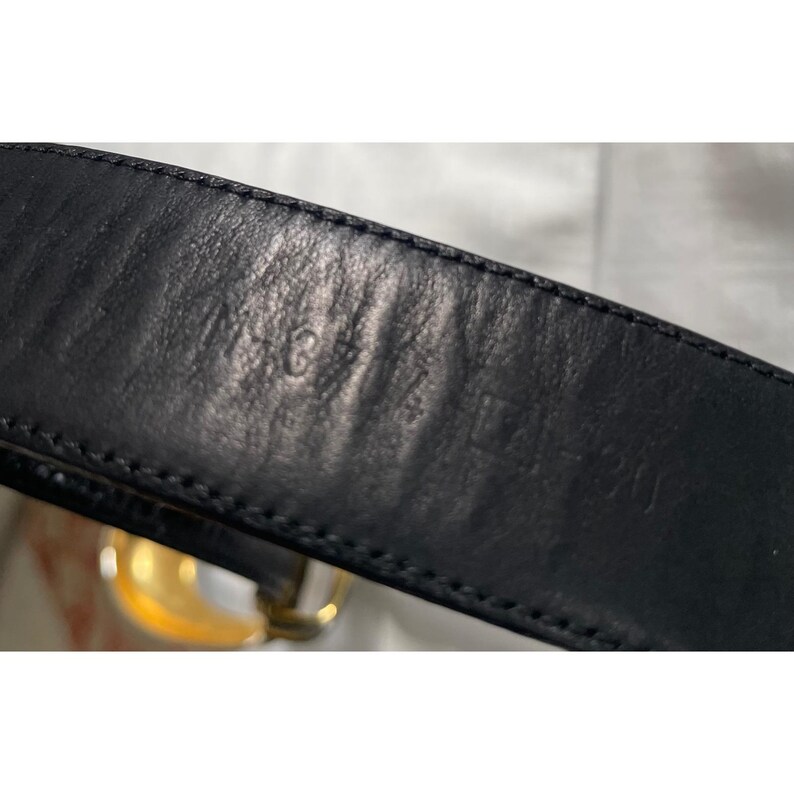 Vtg Cale Sarah Peck Black Lizard Crocodile Leather Belt Silver Gold Accents M image 16