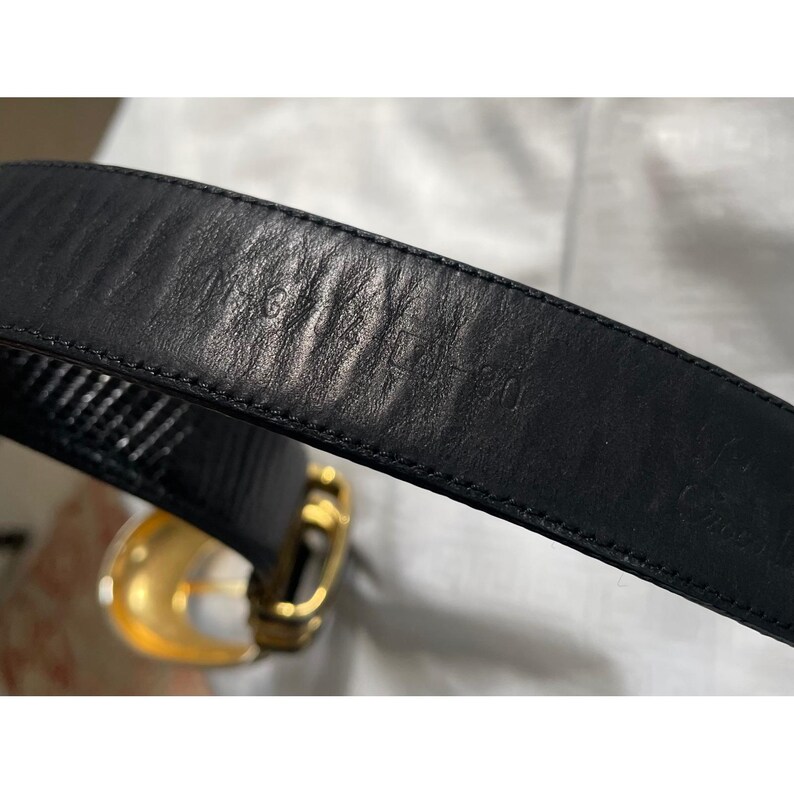 Vtg Cale Sarah Peck Black Lizard Crocodile Leather Belt Silver Gold Accents M image 18