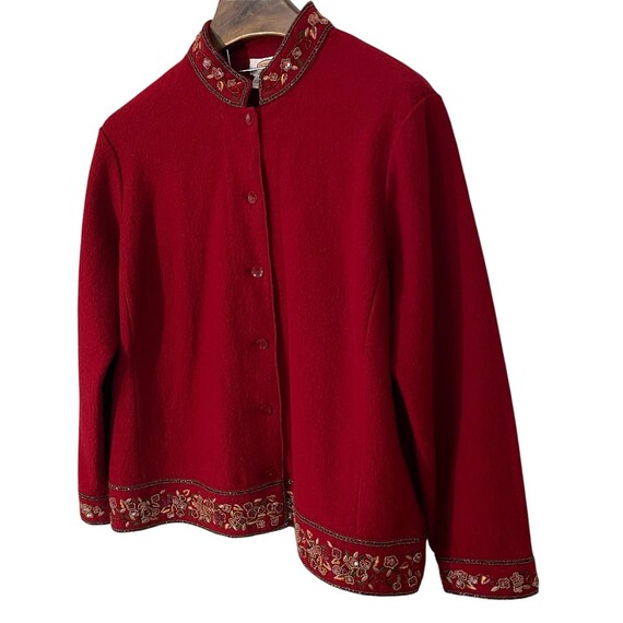 Talbots Red Boiled Wool Button up Jacket Blazer B… - image 2