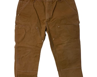 Vtg Carhartt Mens Duck Canvas Double Knee Loose Original Pant Workwear W36 24In