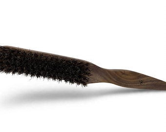 USA Made American Black Walnut Wood & Medium BOAR Hair Brush 9” Curved Contoured Bristle Styling Hair or Beard Wood Handle Dixie Cowboy