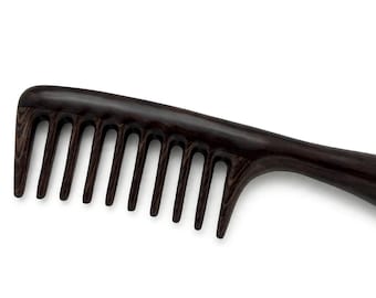USA Made EBONYWOOD Black 8” Wood Handle Detangler Thick Extra Wide Tooth Styling Blackwood Wet Dry Hair COMB Dixie Cowboy B8
